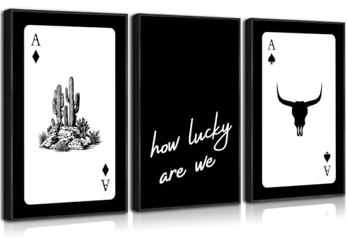 Western Cowboy Ace Wall Art Set of 3, Southwest Canvas Prints 16x24in by Generic - Used condition - US$12.08