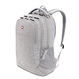 SwissGear 5505 Cecil 16” Laptop Backpack Light Grey – Daily Laptop Bag with Gear Attachment Options – Multiple Organizer Pockets & Padded Shoulder Straps