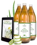 Aloe Vera und mehr Jugo de Aloe Vera Puro para beber 100% BIO - 1200mg/l Aloverose - Aloe Vera Fileteado a Mano - 3 x 1000ml