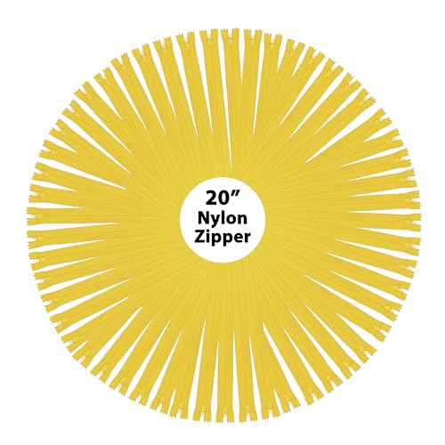 Mandala Crafts 60 Mustard Yellow Closed-End 20" Nylon Zippers for Sewing