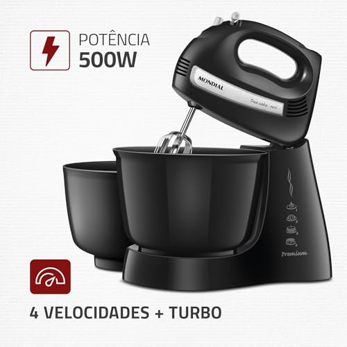 Batedeira Premium, Mondial, Preto/Inox, 500W, 110V - B-04 NP