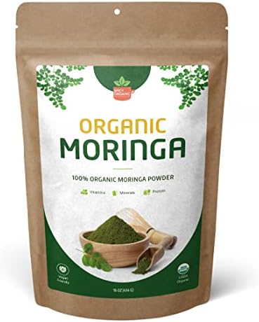 Organic Moringa Leaf Powder – USDA Certified Green Superfood | Natural Energy & Immune Support – Vegan, Non-GMO, Gluten-Free – Pure Raw Moringa for Smoothies, Teas, Cooking – 16oz Resealable Pouch