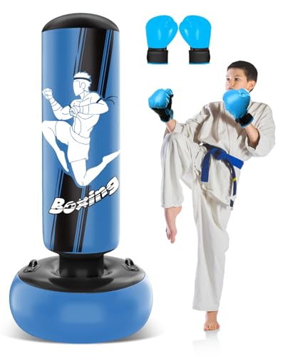 JUOIFIP Boxsack Stehend 165cm Aufblasbarer Boxsack Kinder mit...