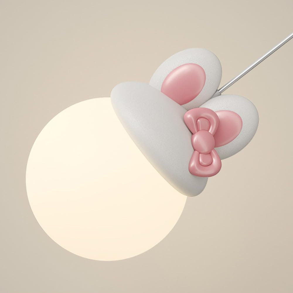 Nowoczesna i luksusowa lampa ścienna do pokoju dziewczęcego, styl średniowieczny, biały i różowy, wzór królika, wisząca kula mleczna, lampka nocna do zamocowania w korytarzu