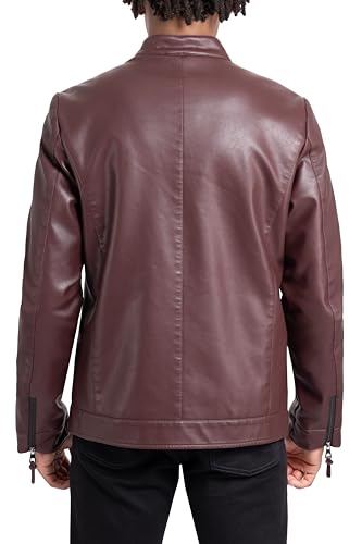 Image of X-Ray Men's Slim Fit Faux-Leather Moto Jacket with Removable Hood