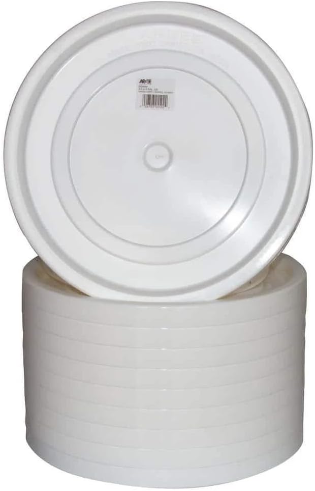 White Plastic Bucket Lid 5 Gallon Pail Lids Food Grade Hydroponics, 10 Pack USA
