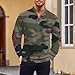 Shunking Camo Sweatshirt for Mens Classic Color Block Shirt Long Sleeve Men's Trendy Print 1/4 Zip Pullover Fashion Fall Tops (Army Green, L)