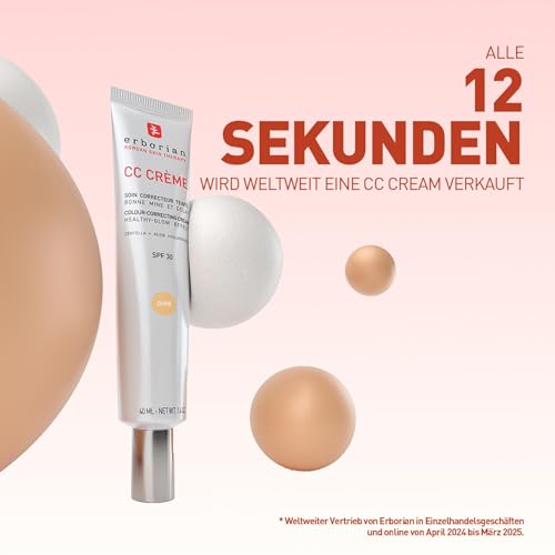 Erborian - CC Crème mit Centella Asiatica - High-Definition Illuminierende GesichtsCrème und Make-up - Sonnenschutz SPF 30 - Koreanische Kosmetik - Clair 40 ml