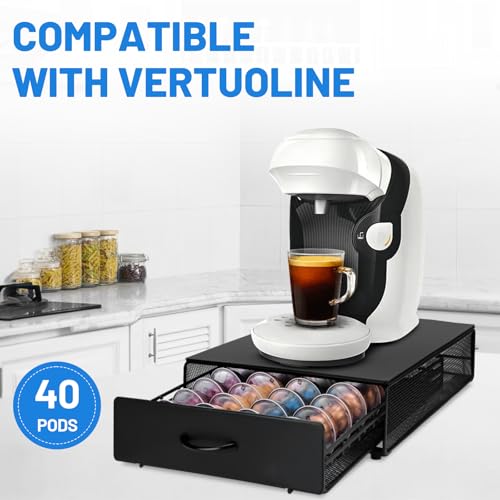 Miniatura 4 de Joyboy Soporte Para Cápsulas De Café,Soporte Organizador,Dispensador Capsulas Compatible,Cajón Para Almacenar Cápsulas,Soportes Para Cápsulas De Café Para 40 Cápsulas Vertuoline