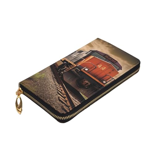 Portefeuille femme grande capacité en cuir à motif train - 3
