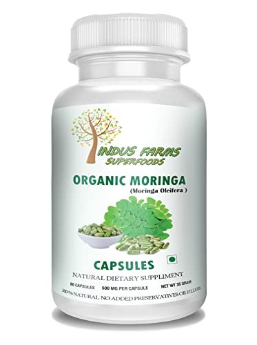 Organic Moringa Capsules - Vegan NON-GMO, Gluten-Free, Herbal Supplement | Moringa Oleifera leaf Powder | 60 vegetarian caps