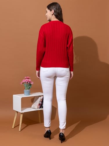Image of Women's Cable Knit Woolen Pullover | Full Sleeve Round Neck Winterwear | Soft & Stylish Warm Sweater for Girls & Ladies