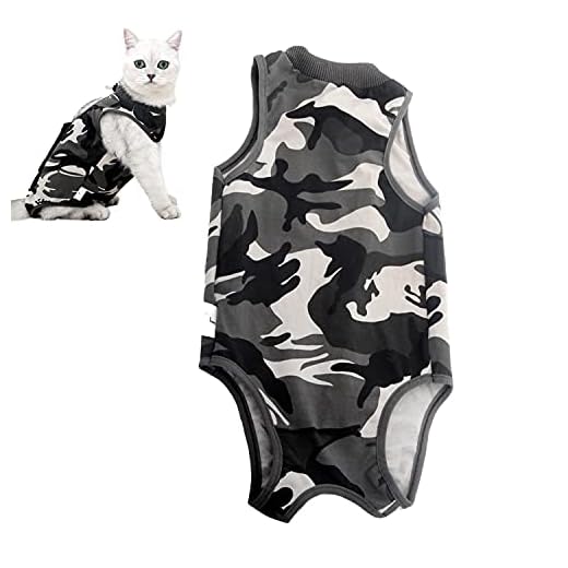 AEITPET Traje de recuperación Profesional para Gatos, Gata Camiseta de recuperación, heridas Abdominales Profesional para heridas, de recuperación quirúrgica Ropa Chaleco de pequeños Gatos (L, 01)