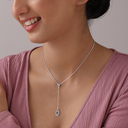 Image of TRUESILVER ACPL 925 Sterling Silver Lariat Necklace for Women | Y-Shape Pendant Necklace with Chain | Fine Silver Jewelry | Gift for Women & Girls