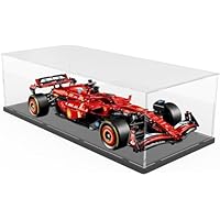 DuvinDD Acrylic Display Case for LEGO Technic F1 Ferrari McLaren Mercedes Red Bull Car, Clear Acrylic Display Box for Collectibles Dustproof Protection Showcase(70x30x20cm,Black Base)