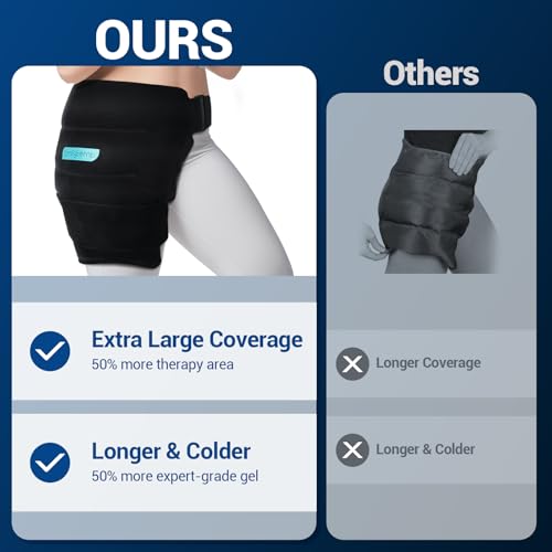 Image of Comfytemp Hip Ice Pack Wrap for Sciatica Pain Relief, Hip Replacement After Surgery, Reusable Gel Ice Pack for Injuries, Hot Cold Compress Recovery Items Physical Therapy Men Women, Black (L /XL /2XL)