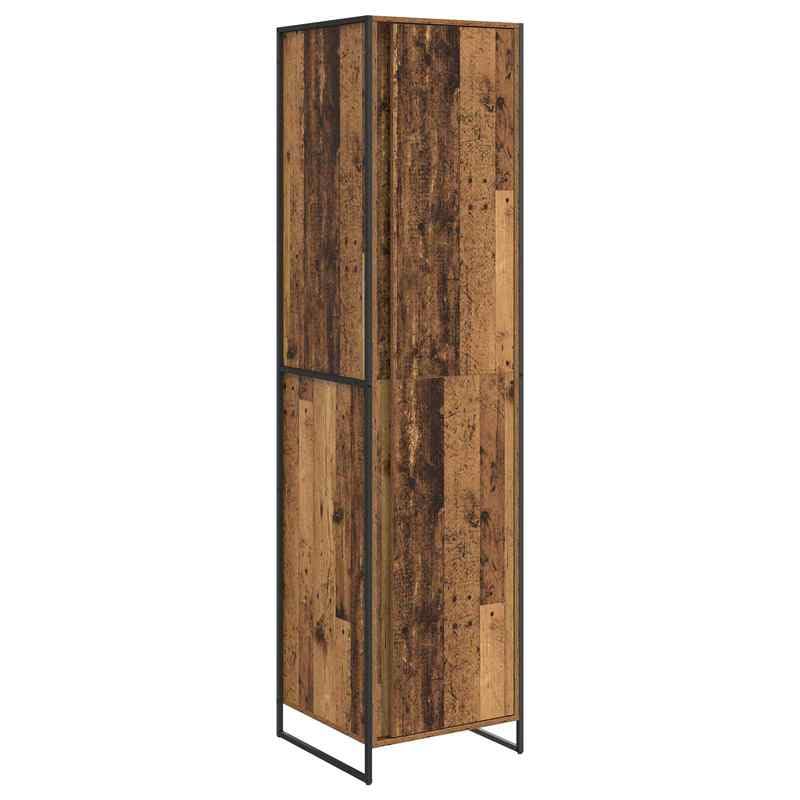 Eleganz Armario de madera de 2 piezas, juego de 50 x 50 x 200 cm en aspecto de madera vieja – Perchero con puerta para espacios pequeños