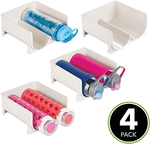 mDesign Set of 4 Modern Bottle Holder  Stackable Water Bottle Holder for Various Drink Bottles  Stylish Kitchen Accessories Set for the Kitchen and Pantry  Cream/Beige