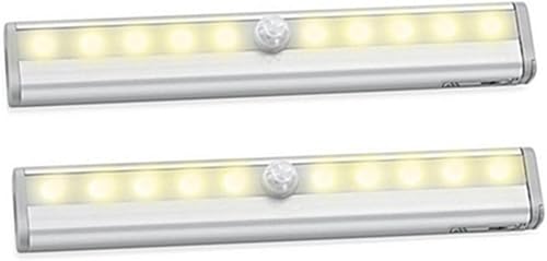 2 luces LED con sensor de movimiento infrarrojo para luz debajo del mostrador en cocina, pasillo, escalera, armario, tocador (luz cálida)