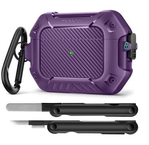 MOBOSI for AirPods Pro ��2/��1����P�[�X�A�L�[�`�F�[���t���Z�L���A���b�N�N���b�v�J�[�{���t�@�C�o�[�P�[�X�A�t���{�f�B�ϏՌ��n�[�h�V�F���ی�J�o�[ AirPods Pro�P�[�X�i2023/2022/2019�j�A�p�[�v��
