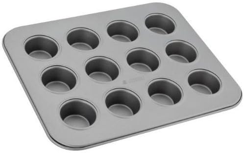 Judge Non-Stick Mini Cupcake or Muffin Tin with 12 Cups, Dishwasher Safe, 25cm x 20cm x 2cm, Grey, 12 Cup Mini Muffin Tray