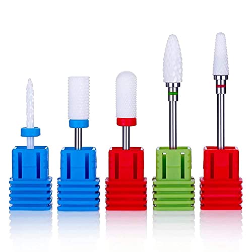 MelodySusie 5x Premium Keramik Bits Set Professioneller Schleifkörper Schleifkopf Nagelfräser Aufsätze Set für Maniküre Pediküre Nagelpflege Cover