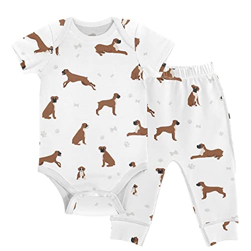 Image of vvfelixl Baby Pants Sets Cute Dogs Puppy Short Sleeve Baby Clothes For Boys Girls 0-24 Months