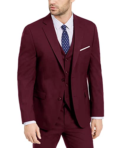 Image of Furuyal Men's Suits 3 Piece Slim Fit Suit Set,Two Button Wedding Business Tuxedo Solid Blazer Jacket Vest Pants with Tie