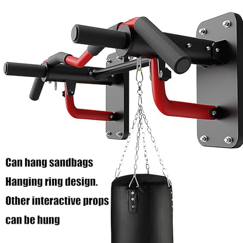 Barra de pull up para entrenar en casa con elásticos y saco de arena 6