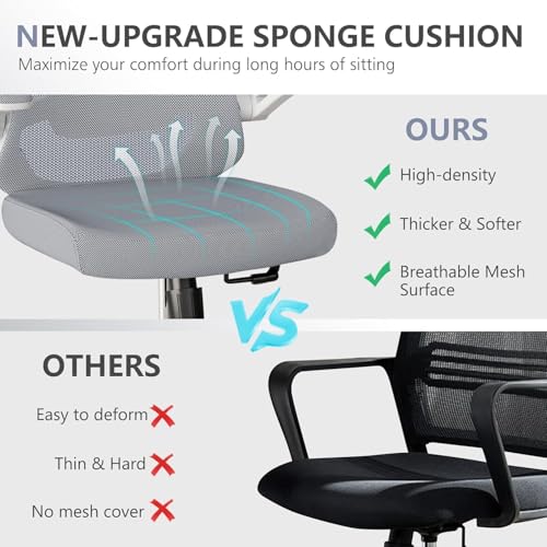 Image of Office Chair (07Grey, Chair) | 360 Swivel Adjustable Lumbar Support & Flip-Up Armrests capacity 300 lbs capacity