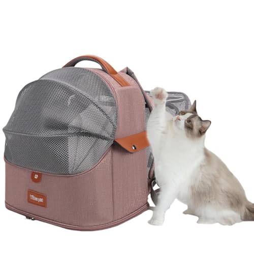MCAESXH猫用バッグ 携帯に便利な猫用リュックサック 通気性 の大容量 拡張可能なペット用リュックサック 軽量設計 猫や小型犬用 厚手仕様 多色展開 (ピンク)