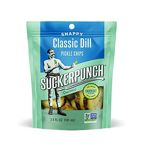 Suckerpunch | Classic Dill Chip-Cut | Pickle Pouch Snack Pack | 3.4Oz Single-Serve (12 Units) #TOP7