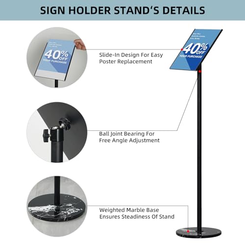 HANPIU 2 Pack Sign Holder 8.5 x 11 Inch Poster Sign Stand - Rotating Sign Display Stand for Business Store Supermarket Advertising Signs Holder Floor Stand Adjustable Sign Holders Stand Vertical and Horizontal View by HANPIU - Image 3
