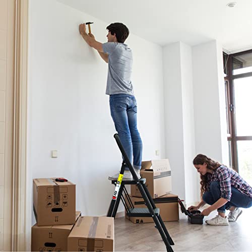 Step Ladder Bavikunp 2 Step Ladder Folding 2 Step Stools For Adults With Anti-Slip Pedal, Portable Sturdy Steel Ladder With Handrails, Perfect For Kitchen & Household, 500 Lbs Capacity, Matte Black #TOP6