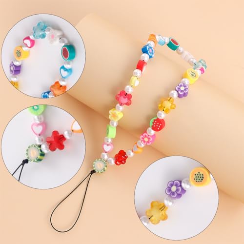 IBXWMNG Smycz do telefonu komórkowego z kryształowymi koralikami - zapobiegająca zgubieniu i upadkom, zawieszka do telefonu