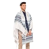 EMANUEL Yair Tallit Prayer Shawl set with Silk Embroidered Atara | Modern Stripe Design (21