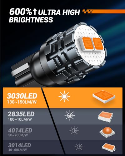 Sealight 194 LED Bulb Amber License Plate Light, 168 W5W 2825 T10 LED Light Bulb Replacement Bulbs for Dome Map Door Courtesy Dash Lights, Pack of 6 - Thumbnail 4