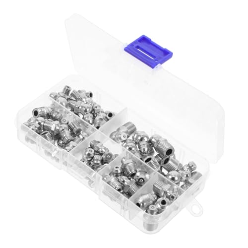 RORPOIR 60 Piezas Lubricado Grasa De Acoplamiento Parte De Lubricación Grasera Hidraulica Adaptador De Lubricación Kit De Reparación De Accesorios De Grasa Silver Acero Inoxidable