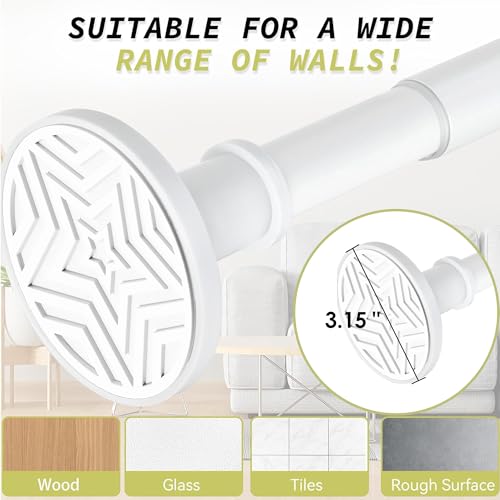 Image of Shower Curtain Rod 31-100 In Adjustable Pole Heavy Duty White Tension Rods Spring Drilling and No Drilling Shower Rod for Bathroom Window Anti-Slip Never Rust