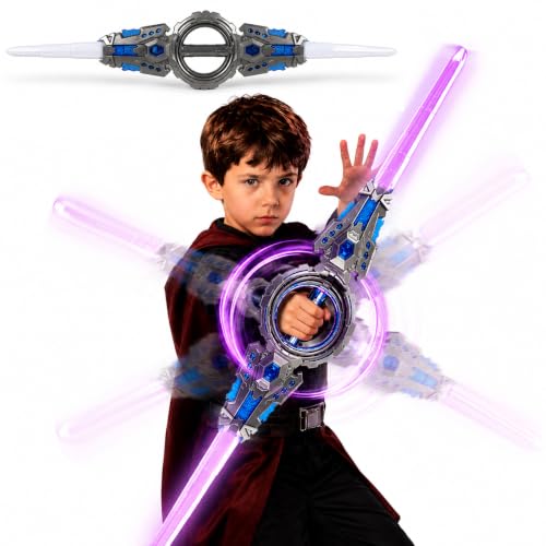 Wishkey Sword Toy for Kids Rechargeable LED Lights Up Rotating Double-Edged Musical Lightsaber with Colorful Lights & 360° Spin Sci-Fi Pretend Play Toy Birthday Gift for Boys & Girls 14+ Ages - Image 2