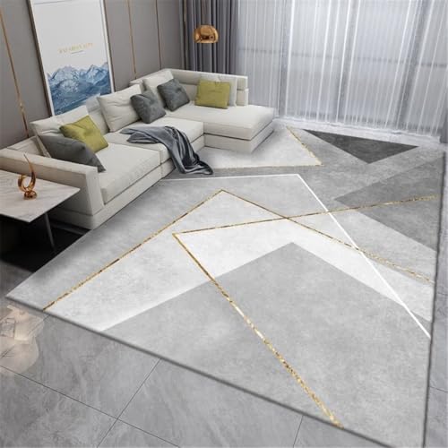 Tapis design géométrique gris 120x160cm lavable et carré moderne - 2