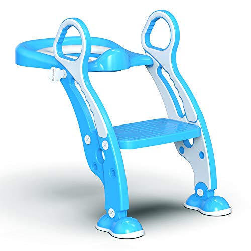 Baistom Potty Training Seat with Step Stool Ladder for Kids and Toddler, Big Stable Non-Slip Feet, Soft Anti-Cold Cushion, Blue