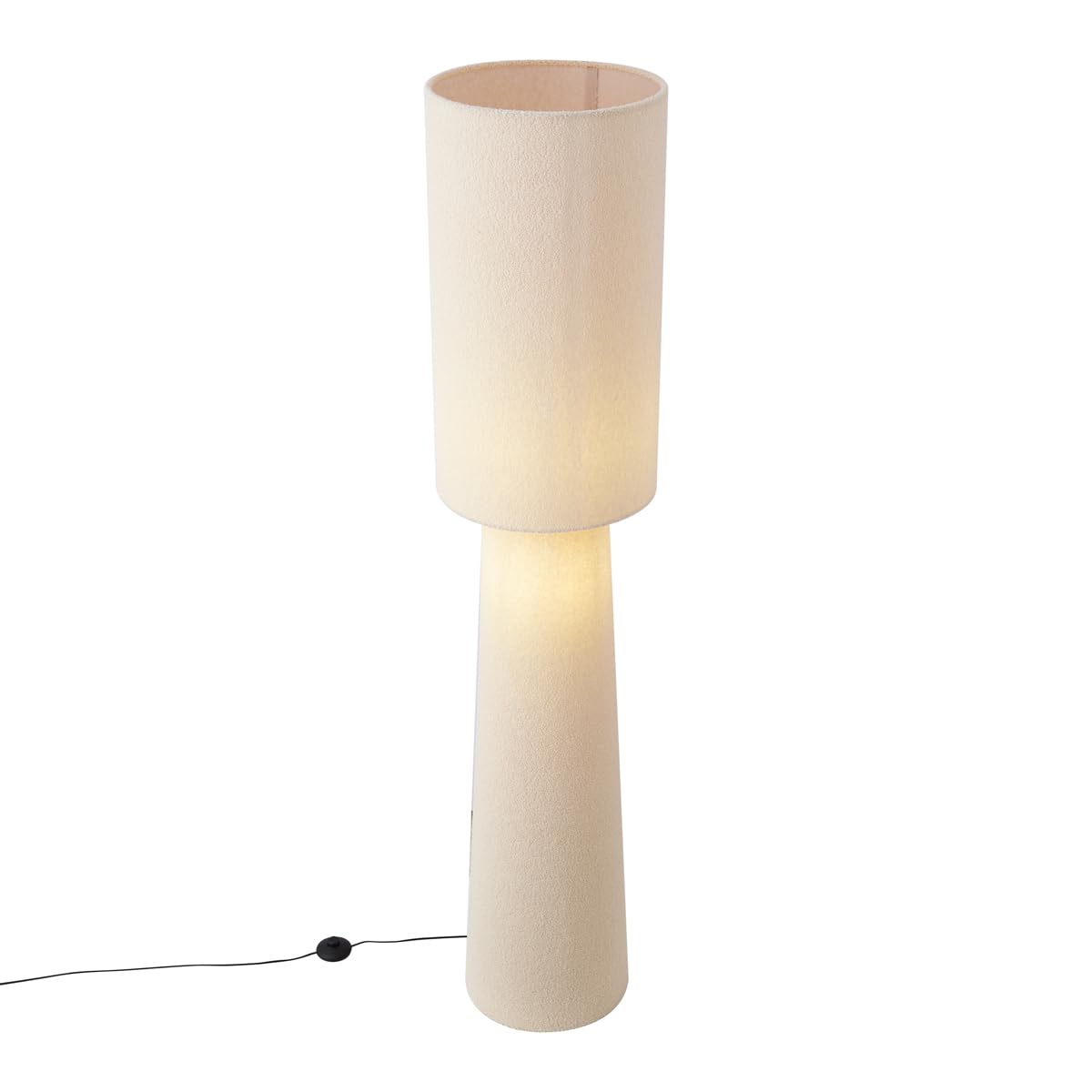 Qazqa Japandi Stehleuchte, Stehlampe - Trompet - Beige, max. 15W, Geeignet für LED, 2-flammig, 165cm, Ideal als Wohnzimmerlampe