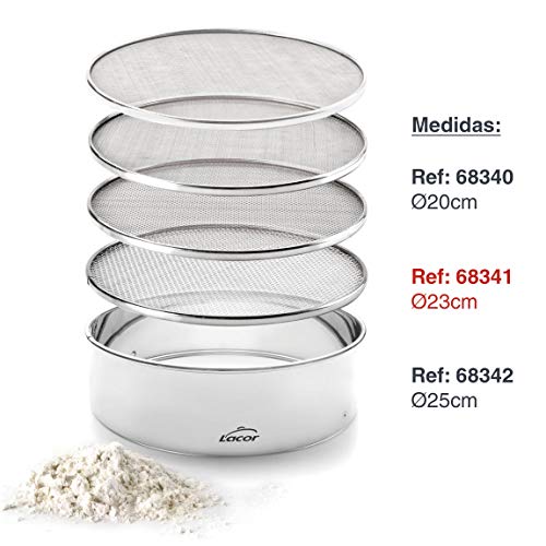 Lacor Interchangeable 4 Mesh Sieve, Stainless Steel, Silver, 23 cm