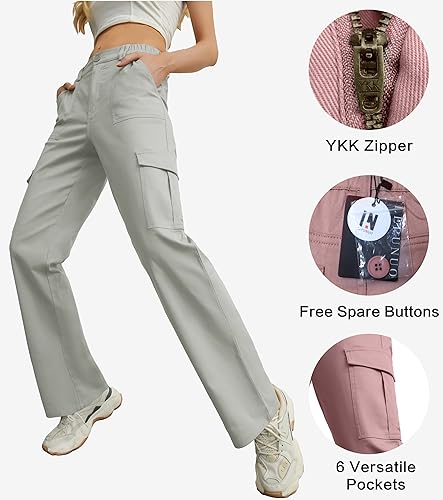 Image of Lepunuo Cargo Pants for Women High Waisted Casual Pants Baggy Stretchy Wide Leg Y2K Streetwear with 6 Pockets