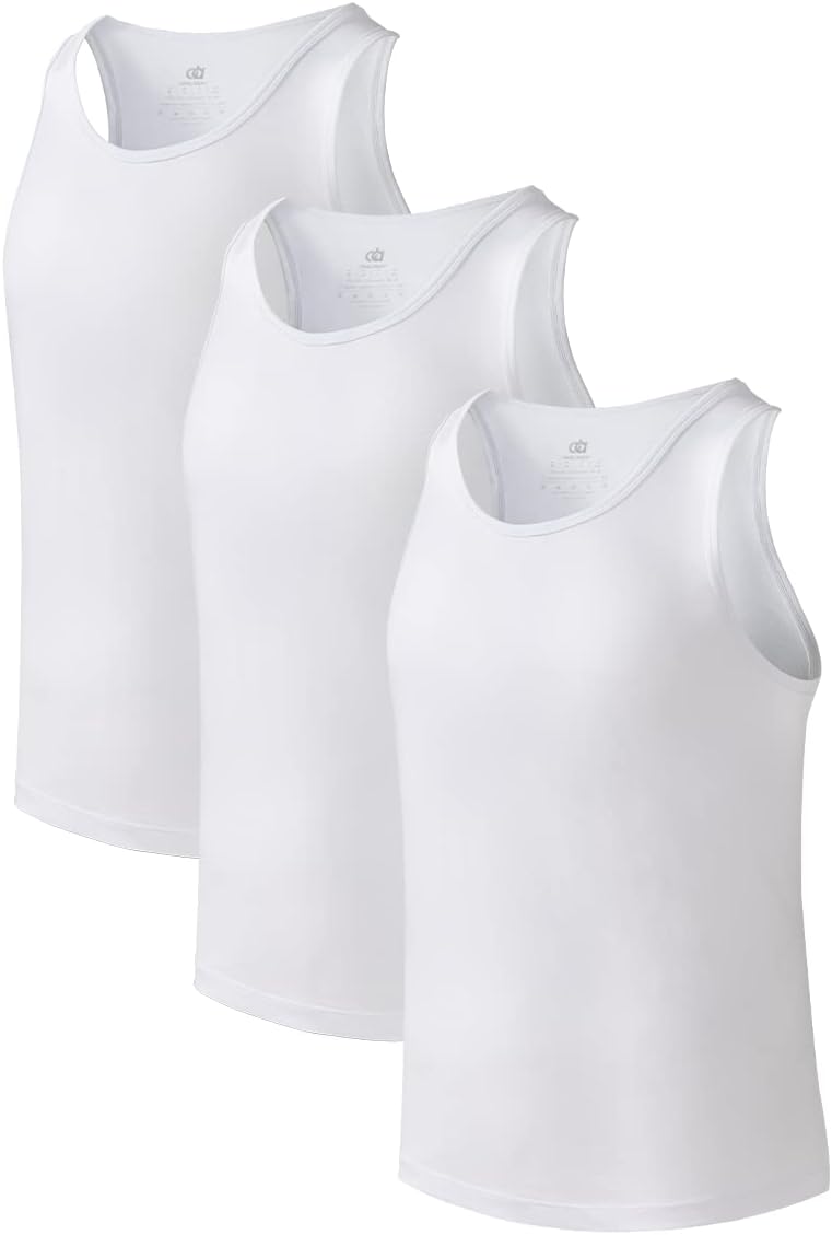Men's Undershirt Short Sleeves Bamboo Cool Fresh T Shirts Breathable Moisture-Wicking Soft Vest Tees for Men Fit Classic Top 3-Pack