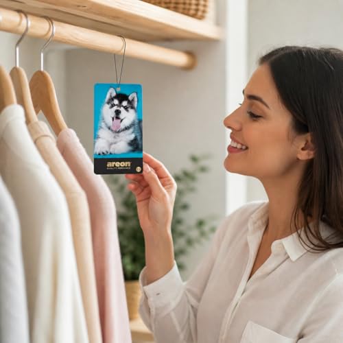 Image of AREON WILD - Hanging Custom Cute Funny Car Air Freshener for Home & Office - Premium Cologne Perfume with Natural Fragrances - Long Lasting, Fresh, Luxurious Scent - Stylish Design - Ice Dog