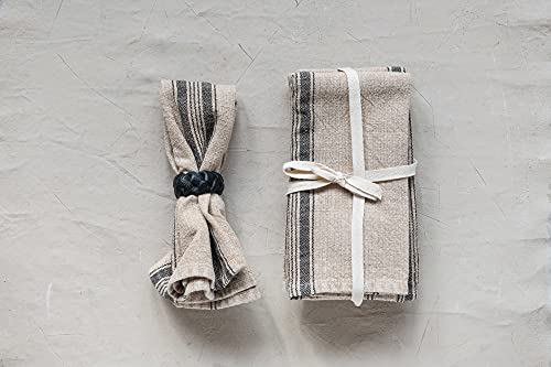 Creative Co-Op Braided Leather Snap Closure Napkin Ring, Black #TOP2