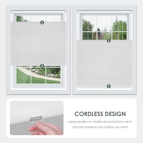 LazBlinds No Tools No Drill Cordless Cellular Shades, Top Down Bottom Up (TDBU) Honeycomb Shades for Home, Light Filtering Thermal Insulation Blinds for Windows, 27" W x 64" H, Dark Grey by LazBlinds - Image 3