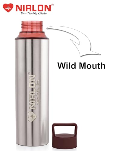 Image of NIRLON Eco Pure Single Wall Stainless Steel Water Bottle, Water Bottles For Fridge Pack of 3 |Leak Proof|Office|Gym Bottle|Home|Kitchen|Hiking|Treking Bottle|Travel Bottle [Brown Color|900ml]